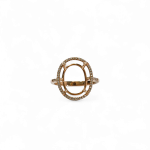 ROSE GOLD SEMI MOUNT RING SETTING FOR OVAL MAIN GEMSTONE