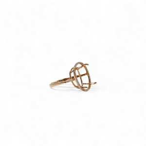 ROSE GOLD SEMI MOUNT RING SETTING FOR OVAL MAIN GEMSTONE