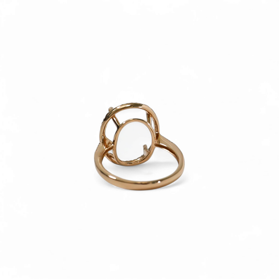 ROSE GOLD SEMI MOUNT RING SETTING FOR OVAL MAIN GEMSTONE