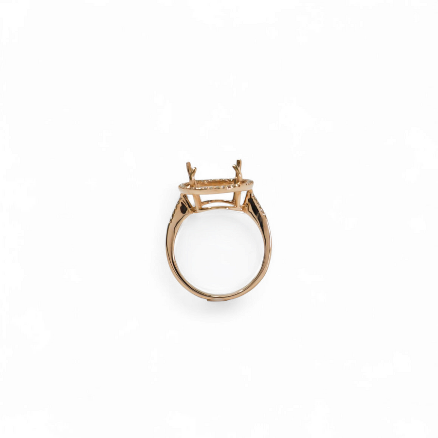 ROSE GOLD SEMI MOUNT RING SETTING FOR OVAL MAIN GEMSTONE