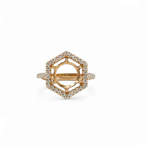 ROSE GOLD SEMI MOUNT RING SETTING HEXAGONAL STYLE FOR ROUND STONE