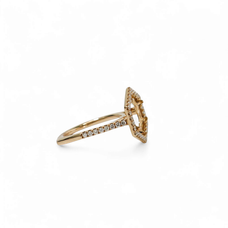 ROSE GOLD SEMI MOUNT RING SETTING HEXAGONAL STYLE FOR ROUND STONE