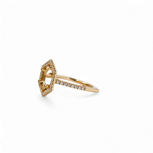 ROSE GOLD SEMI MOUNT RING SETTING HEXAGONAL STYLE FOR ROUND STONE