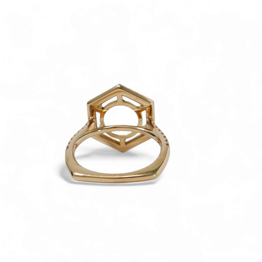 ROSE GOLD SEMI MOUNT RING SETTING HEXAGONAL STYLE FOR ROUND STONE