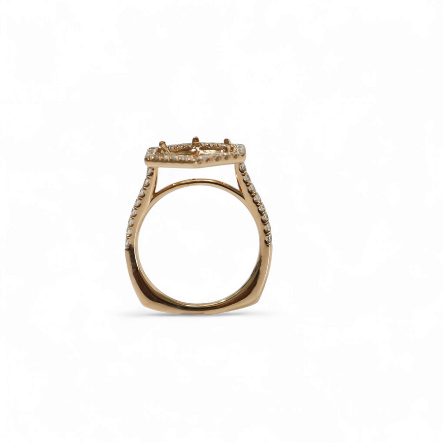 ROSE GOLD SEMI MOUNT RING SETTING HEXAGONAL STYLE FOR ROUND STONE