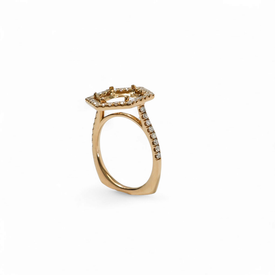 ROSE GOLD SEMI MOUNT RING SETTING HEXAGONAL STYLE FOR ROUND STONE