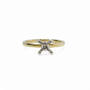 TWO TONE GOLD SOLITAIRE MOUNT RING SETTING FOR A ROUND CENTER STONE