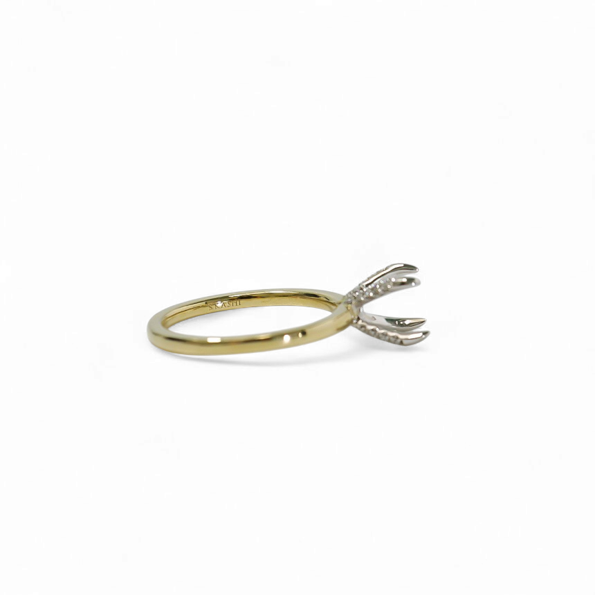 TWO TONE GOLD SOLITAIRE MOUNT RING SETTING FOR A ROUND CENTER STONE