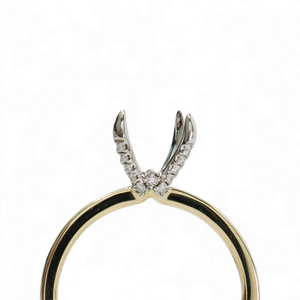 TWO TONE GOLD SOLITAIRE MOUNT RING SETTING FOR A ROUND CENTER STONE