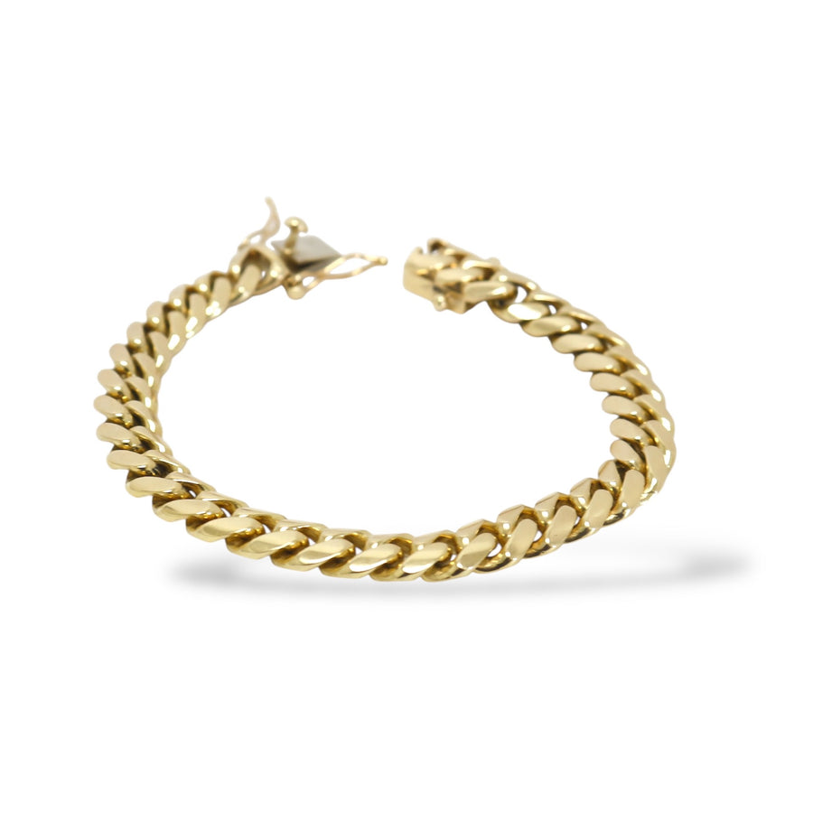 YELLOW GOLD SOLID CUBAN LINK BRACELET
