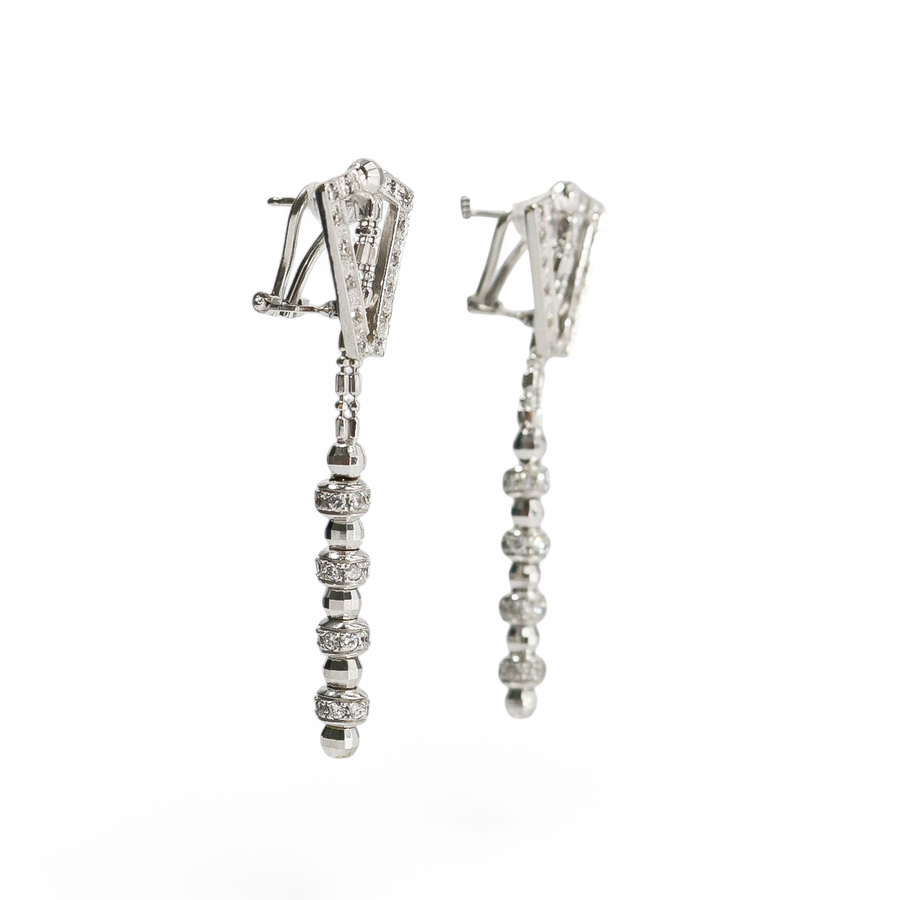 WHITE GOLD ART DECO EARRINGS WITH CUBIC ZIRCONIA STONES