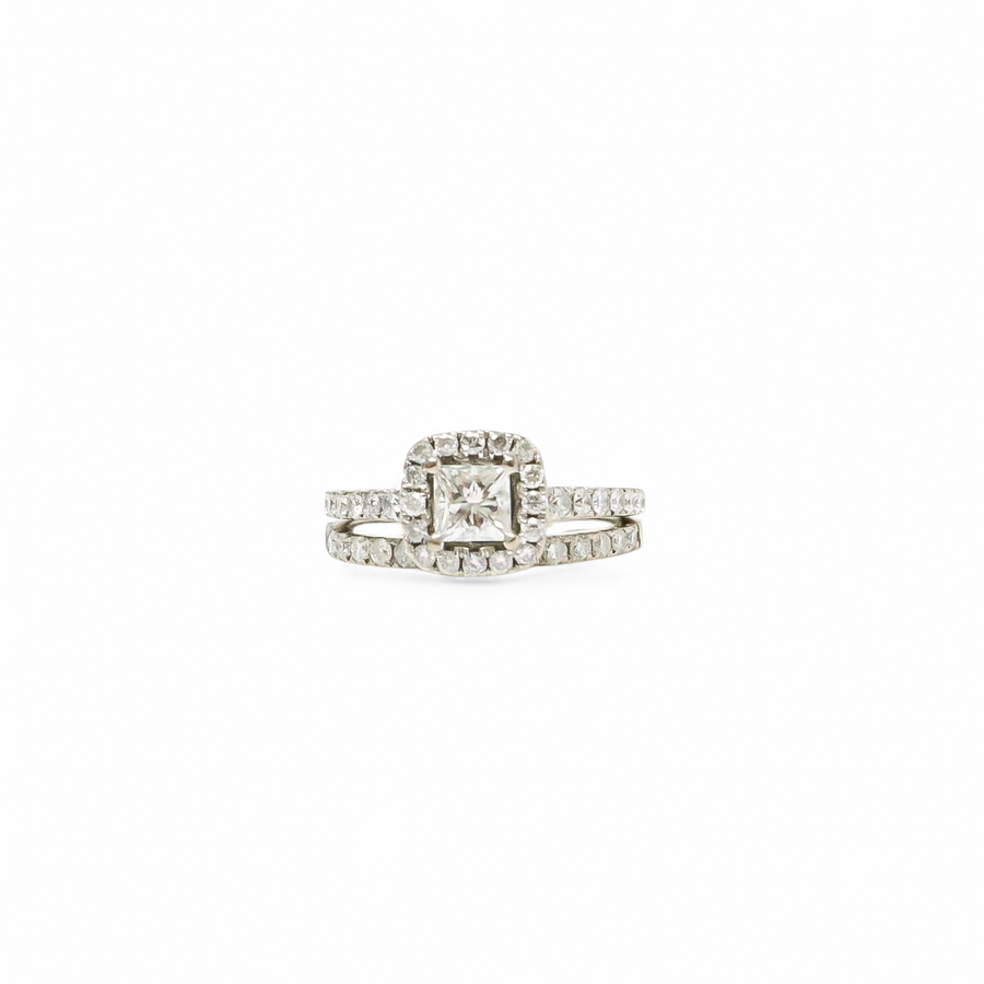 WHITE GOLD NATURAL DIAMOND LADY'S RING SET