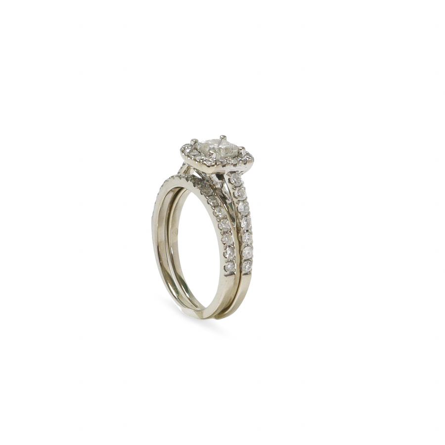 WHITE GOLD NATURAL DIAMOND LADY'S RING SET