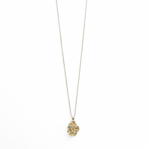 YELLOW GOLD NUGGET PENDANT WITH NATURAL DIAMONDS.