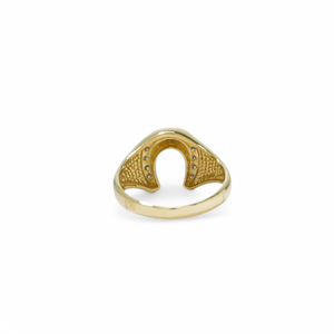 YELLOW GOLD SHOE HORSE NATURAL DIAMOND RING