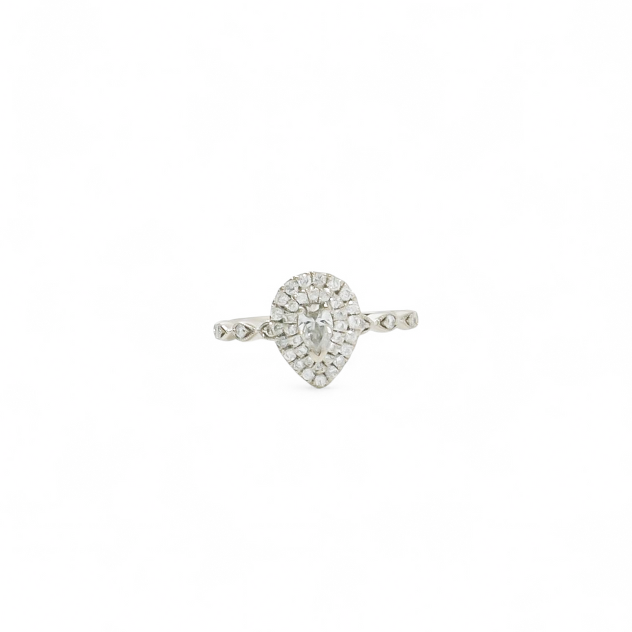 WHITE GOLD PEAR CUT NATURAL DIAMOND RING