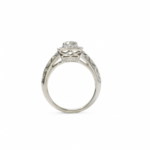 WHITE GOLD NATURAL DIAMOND FILIGREE RING