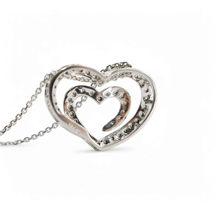 WHITE GOLD NATURAL DIAMONDS HEART PENDANT WITH CHAIN