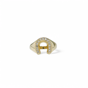 YELLOW GOLD SHOE HORSE NATURAL DIAMOND RING