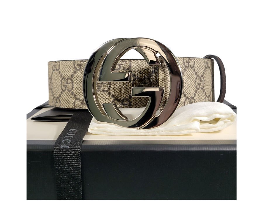 GG SUPREME BELT W/ GG SILVER BUCKLE