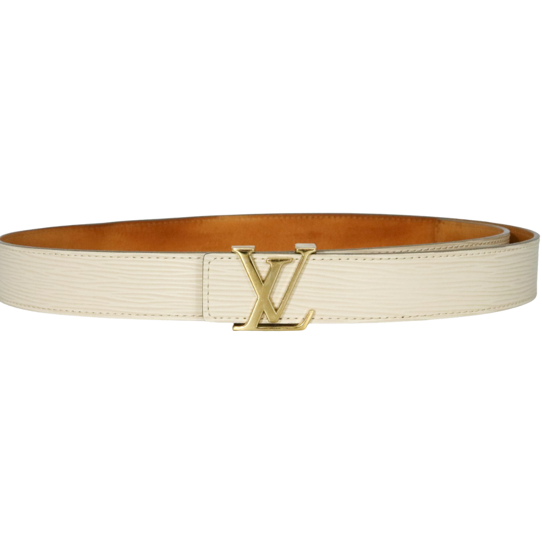 Louis Vuitton Orange Epi Leather Initiales LV Logo Belt Sz 85cm