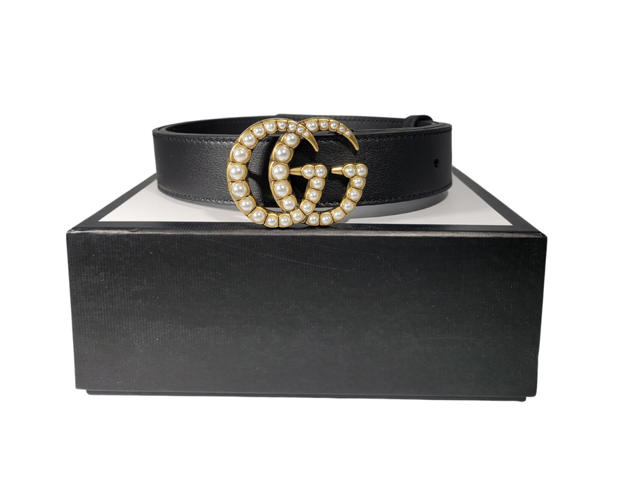 Gucci belt with sales pearls