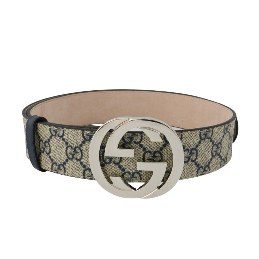 Gucci gg supreme belt with online g buckle